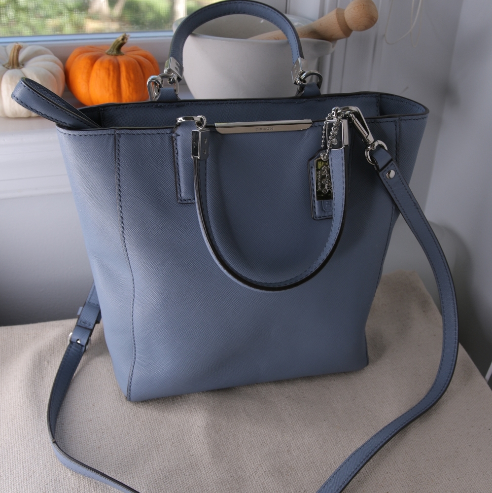 Coach Blue Leather Crossbody Satchel Purse Bag